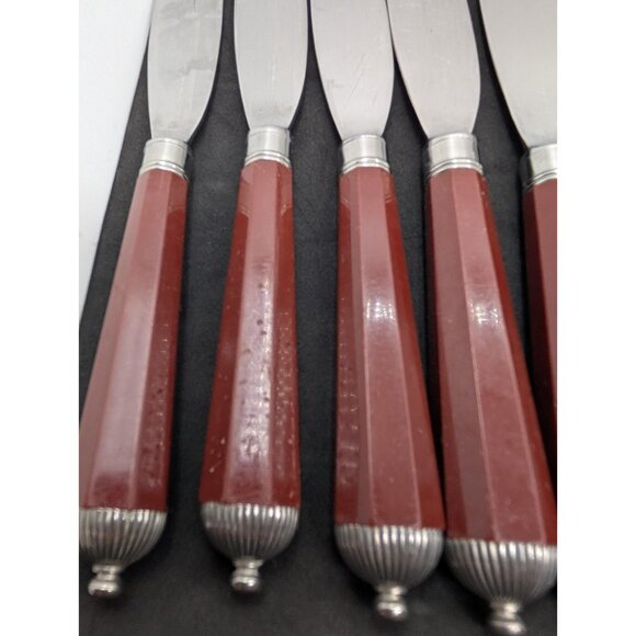Laslo for Mikasa Silverware Plastic handle Burgundy faceted 17 Pieces HTF READ - Picture 6 of 16